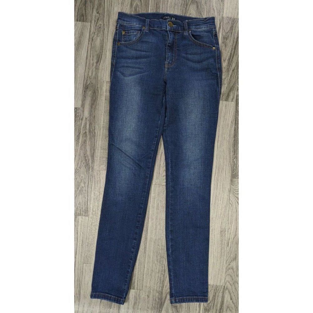 Level 99 Womens Size 28 Embroidered Pockets Whiskered Skinny Denim Blue Jeans